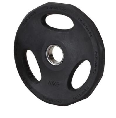 China Universal Gym Fitness Black Rubber Coated Barbell Dishes for sale