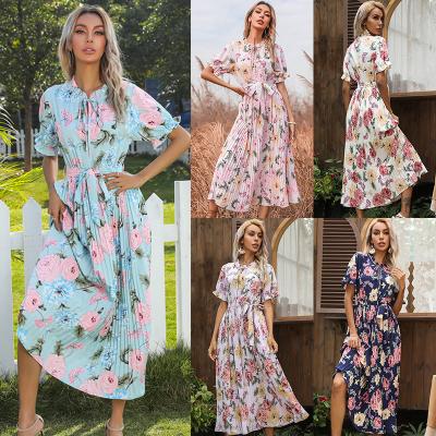 China New Arrival Summer Casual Dresses Ladies Anti-Static Women Modest Floral Boho Long Dress for sale