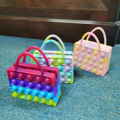 China New Silicone Decompression Bubble Bag Pinch Push Noise Stir Girls' Storage Bag Children's Portable Squeeze Toys for sale