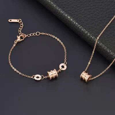 China CLASSIC High Quality Fashion Women Stainless Steel Necklace Jewelry Pendant Bracelet Set for sale