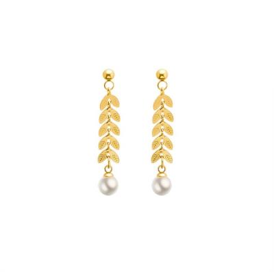 China CLASSIC Elegant Wheat Pearl Long Fashion Earrings With Pearls Magazine Earrings Modern Jewelry for sale