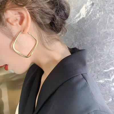 China Large CLASSIC Square Geometric Simple Circle Earrings Gold Women African Earrings for sale