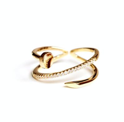 China New Korean Exquisite Geometric Nail Anti-shrink Ring Elegant Female Jewelry of Ring Fashion Temperament Versatile Open for sale