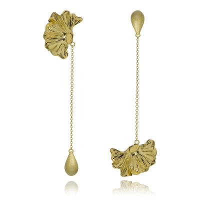 China CLASSIC Gold Flower Silver Leaf Drop Earrings For Women Real 925 Sterling Silver Fine Jewelry Handmade Designer Earrings Dangle For Girl for sale