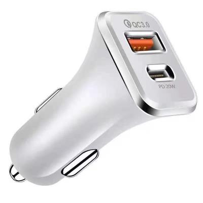 China Universal Smart Portable Dual Type USB Car Adapter Mobile Phone QC3.0 Palladium Charger Fast Car Mobile Phone Laptop C for sale