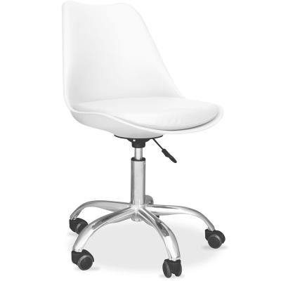 China Adjustable (height) Office Furniture Modern Home Luxury Ergonomic Lift Tulip Swivel White Office Chair with Wheels for sale