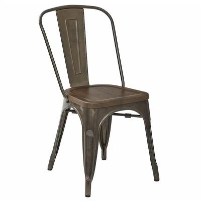 China Adjustable (other) Antique Iron Stackable Restaurant Bar Dining Vintage Industrial Style Tolixs Metal Dining Chair for sale