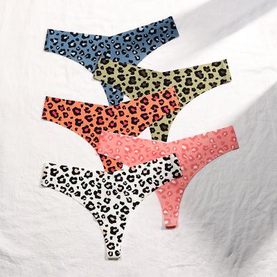 China Custom logo women's panties thong new design leopard ladies panties women underwear antibacterial wholesale seamless sexy thong panties for sale