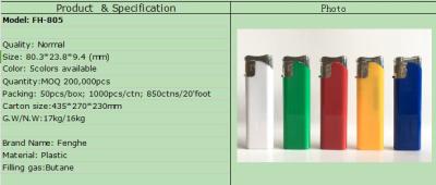 China Fh-805 Refillable Rechargeable Plastic Electronic Gas Cigarette Lighter for sale