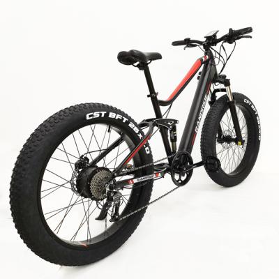 China Full suspension 26 inch alloy long range mountain bike 500w tire electric ebike aluminum alloy powerful fat snow range for sale