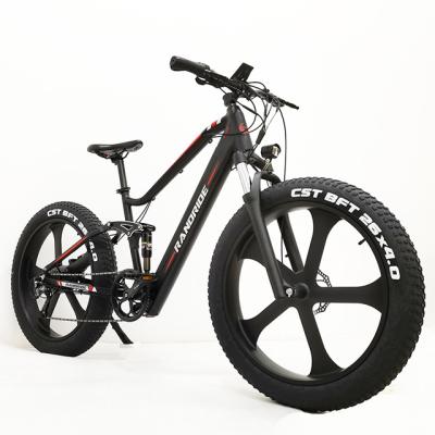 China 500w aluminum alloy full suspension 26 inch fat tire electric mountain bike bicycle fat bike electric downhill full suspension for sale