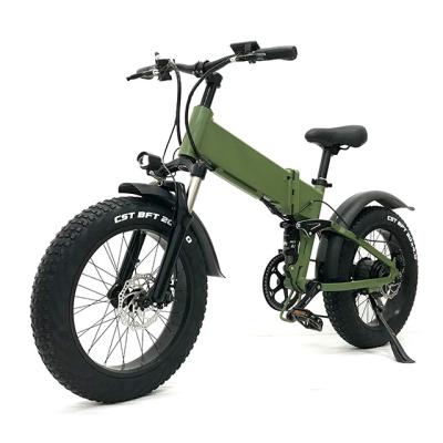 China New Design Aluminum Alloy 2022 Fat Tire E-Bike Folding Full Suspension Electric Bike 1000w 48V17Ah Long Range Mountain Ebike for sale