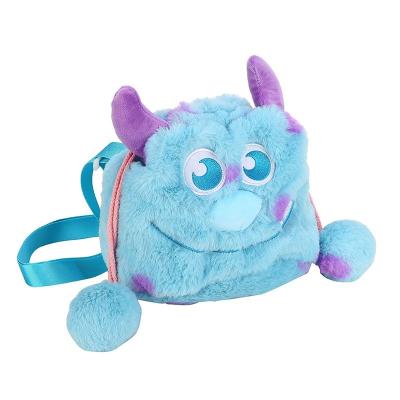 China Wholesale Fashion Blue Gift Monster Plush Bag Soft Plush Shoulder Bag Kids Bag for sale