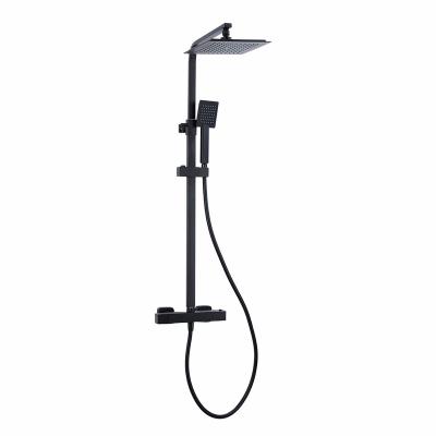 China With Sliding Bar Bathroom Flexible Black Thermostatic Shower Column System Set for sale