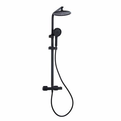 China With Slide Bar Black ABS Stainless Steel Brass Thermostatic Shower Faucet System for sale