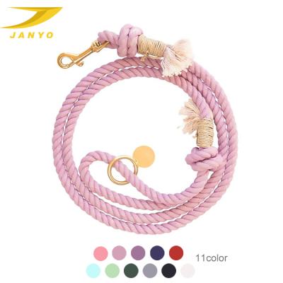 China Hot Selling Custom Wholesale Personalized 11color Popular Fashion Comfortable 100% Cotton Rope Dog Leash for sale