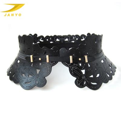 China Fashion Women Wide Belt Hollowed Out Fashion Leather Ladies Belt for sale