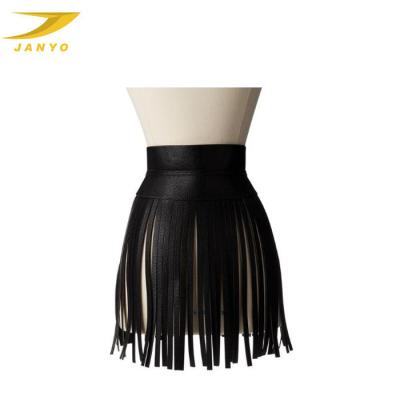 China Fringe belt new design lichi texture PU belly dance tassel belt, fringe belt for lady for sale