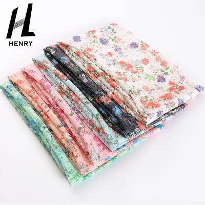 China 100% Fancy Viable Flower Pattern Polyester Textile Material Price By The Yard Wholesale Printing Mesh Fabric For Lady Dress for sale