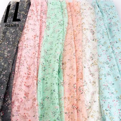 China Factory Viable Custom Colors New Arrival Design Pattern Soft Light 100% Floral Texture Woven Polyester Mesh Fabric For Dress for sale