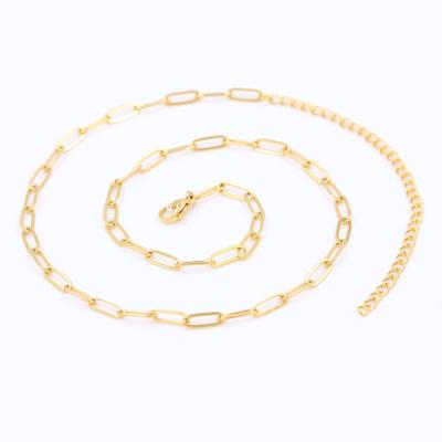 China TRENDY Flat Oval Stainless Steel Paperclip Link Chain Necklace Jewelry for sale