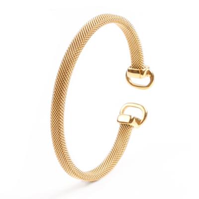 China Gold Adjustable Mesh Bangles Trendy New Arrival Stainless Steel Cuff Bangle Bracelets for sale