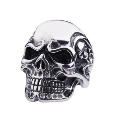 China Flame Skull Rings Ready To Board Biker Punk Skull Stainless Steel Gothic Style Rings for sale