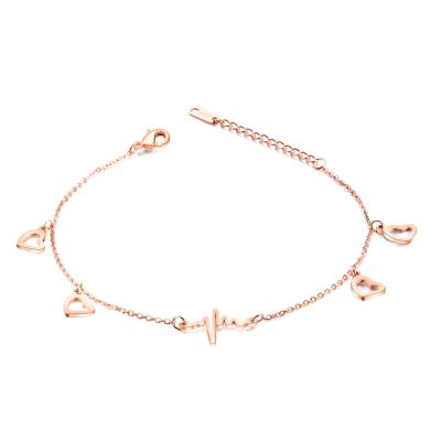 China CLASSIC Steel Heart and Chain of Electrocardiogram Heartbeat Anklet Chain Anklet for Women Girl for sale