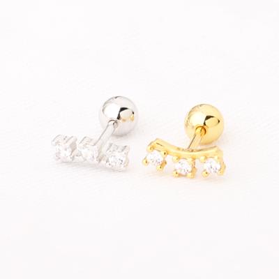 China FASHIONABLE Hot Selling Body Jewelry 925 Silver Cartilage Jewelry Gold Plated Zircon Stud Earring for sale