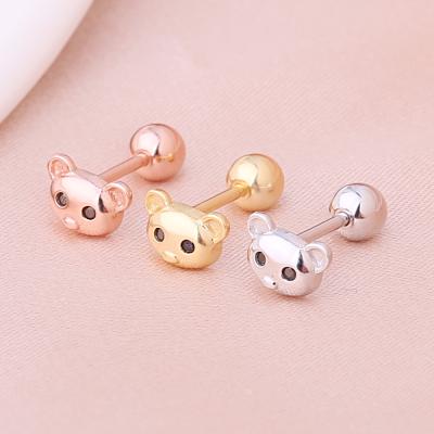 China Fashion women cartilage earrings trend bear zircon earring jewelry 925 sterling silver gold plated stud sarring for sale