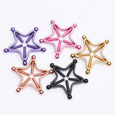 China Fake Non-piercing Nipple Ring Body Jewelry Five-pointed Screw Shield Nail Breast Star Fake Nipple for sale