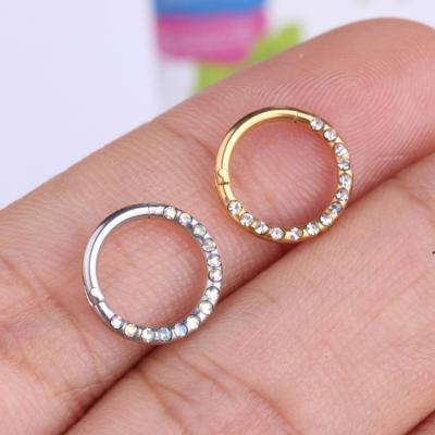 China Piercing Style/Multiple Gems Ring Hinged Segment Septum Clicker 316l Quality Stainless Steel Gems Ring Hinged Segment Septum Clicker for sale