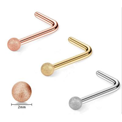 China Bone Piercing/Studs Ring Nose Pins Quick Delivery 20G Matte Ball Bone Studs Ring Surgical Steel L Shaped Nose Pins for sale