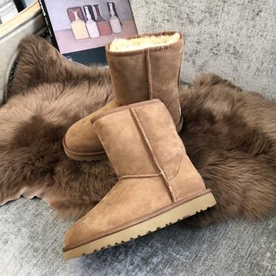 China Lightweight Classics Snow Sheepskin Mid Winter Boots Calfskin Calf Leather Fur Australia Genuine Lined Outdoor Warm For Women Fashion 5825 for sale