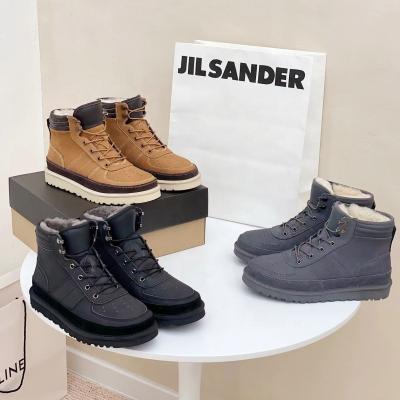 China Wholesale Outdoor Winter Warm Shoes Waterproof Integrated Woolen Sheepskin Snow Boots Winter Waterproof Ugly Boots For Men for sale