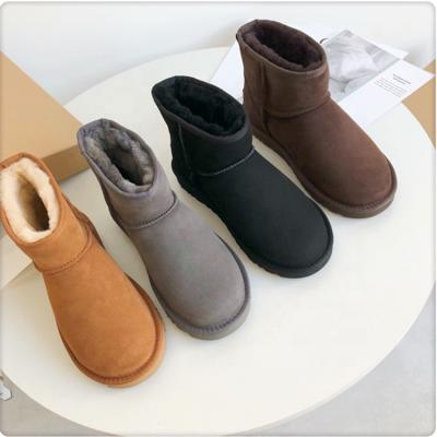 China Custom Classic Round Top 100 Australia Fur Warm Genuine Winter Sheepskin Boots Snow Ankle Genuine Leather Coating Wool For Women Snow Boots for sale