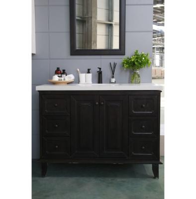 China Traditional Freestanding Bathroom Basin Cabinet Bathroom Vanity With Single Sink Black Color for sale