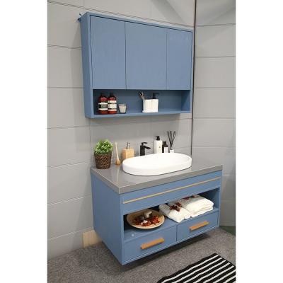 China Modern Factory Modern Bathroom Vanity Cabinet Floating Bath Vanity in Navy Blue for sale