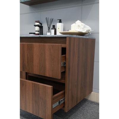 China Manufacturer Modern Bathroom Vanity Cabinet Floating Brown Modern Bath Furniture Customized Hotel for sale