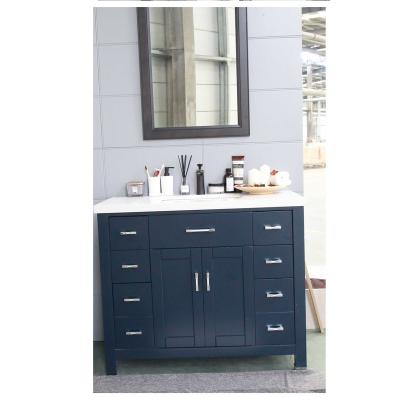 China Bathroom Furniture Traditional Wholesale Vanity Cabinet Modern Design In Navy Blue 60 Inches for sale