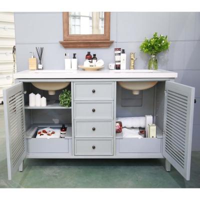 China Modern Chinese Manufacturer Bathroom Vanity Cabinet Freestanding Solid Wood In White for sale