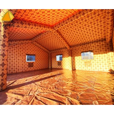 China Camouflage/Field Game Wholesale Party Tent Automatic Waterproof Inflatable Disaster Relief Tent Qatar Tent for sale