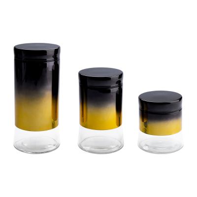 China Modern 3 Pack Glass Storage Canisters with Lids, Wide Mouth Food Storage Jars for Home Kitchen Organizer Bottles for sale