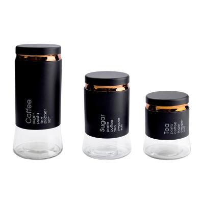 China Modern Kitchen Large Glass Canisters Set Food Storage Containers With Lids Food Storage Jars With Lids for sale