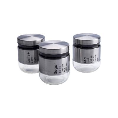 China Glass Canisters Modern 3 Piece Small Set Storage With Lids Glass Jars Food Storage Containers For Kitchen for sale