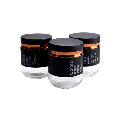 China Modern 3 Piece Glass Canister Set With Covers , Food Storage Jars Containers For Kitchen for sale