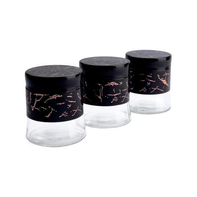 China Modern 380ml Glass Food Storage Jars Containers With Airtight Lids Candy Tea Cookies Storage Canisters for sale