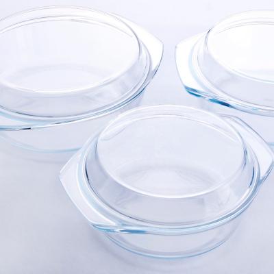 China Sustainable Borosilicate Tempered Glass Clear Heat Resistant Casserole Set Molds With Glass Lid for sale