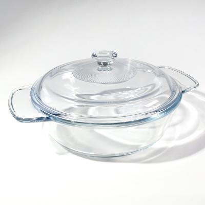 China Sustainable 1.7L Clear Borosilicate Tempered Glass Heat Resistant Casserole Mold With Glass Lid for sale