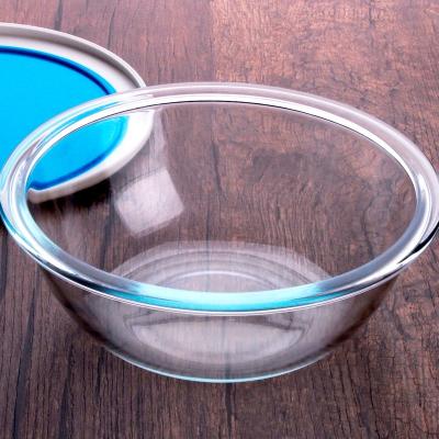 China Sustainable 1.3L Clear Borosilicate Tempered Glass Heat Resistant Mixing Bowl With Lid for sale